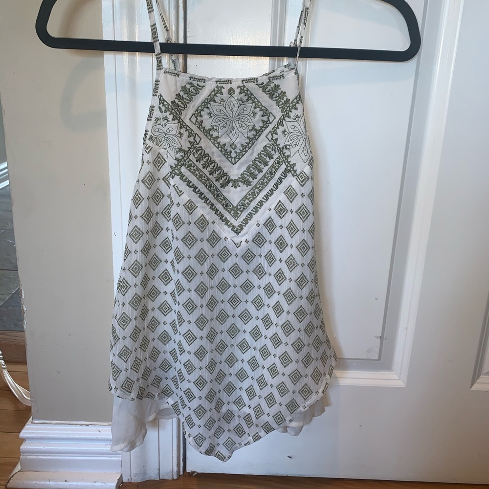 Green and white patterned tank top